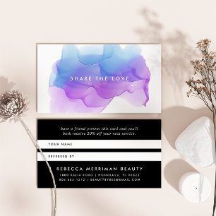 Indigo Watercolor Blot Referral Card