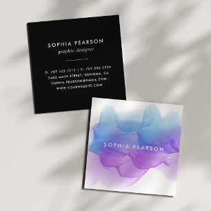 Indigo Watercolor Blot Square Business Card