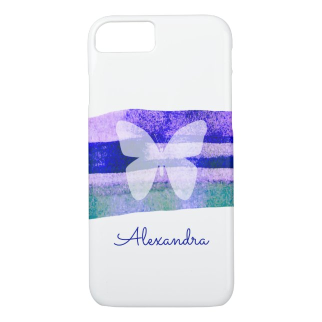 Indigo Watercolor Butterfly Personalised Case-Mate iPhone Case (Back)