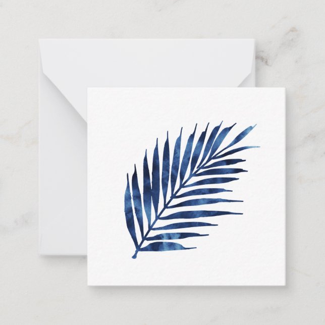 Indigo Watercolor Palm Fronds Card (Front)