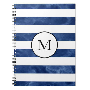 Indigo Watercolor Stripes Notebook