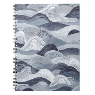 Indigo Watercolor Wave Seamless Notebook