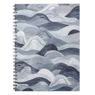 Indigo Watercolor Wave Seamless Notebook