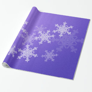 Indigo White Snowflakes Minimalist Christmas Wrapping Paper