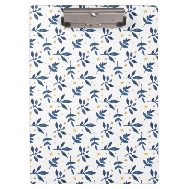 Indigo with gold faux stars clipboard (Front)
