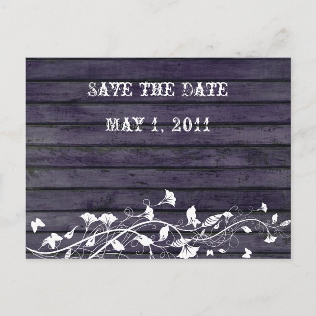 Indigo Wood Save the Date Announcement Postcard (Front)