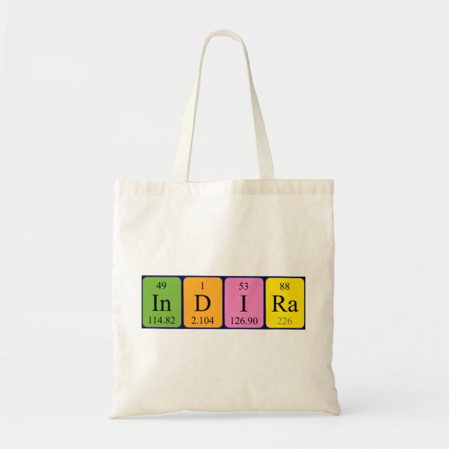 Indira periodic table name tote bag (Front)