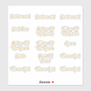 Individual Bridal Party Titles Gold Calligraphy