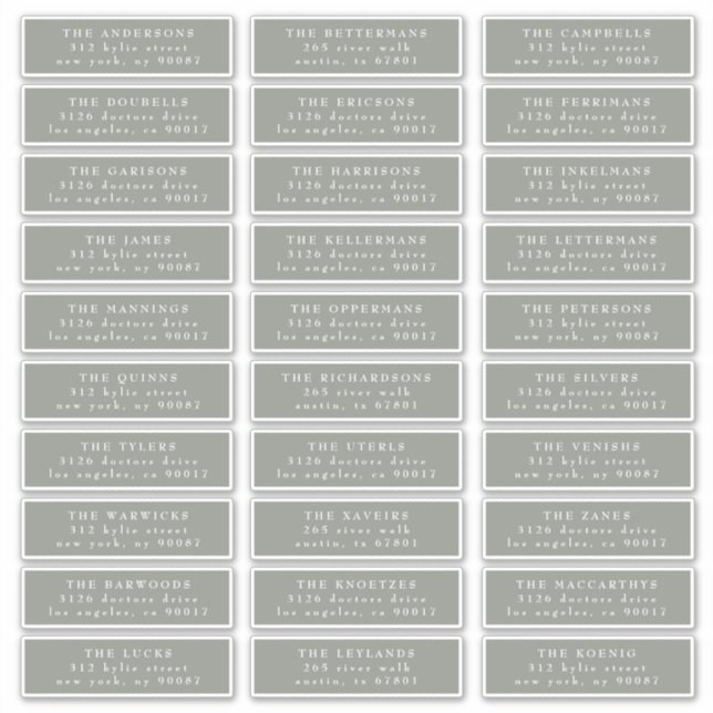 Individual Classic Sage Green White Guest Address (Front)