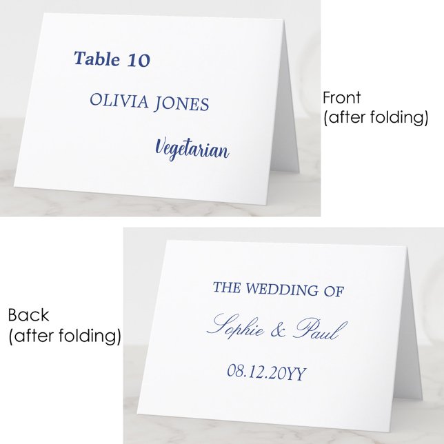 Individual Guest Dark Blue Wedding Place Card (Creator Uploaded)