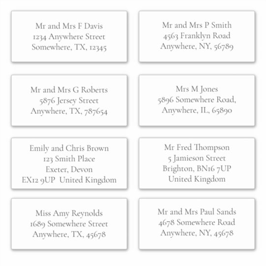 Individual Guest Names and Address Shipping Serif | Zazzle.com.au