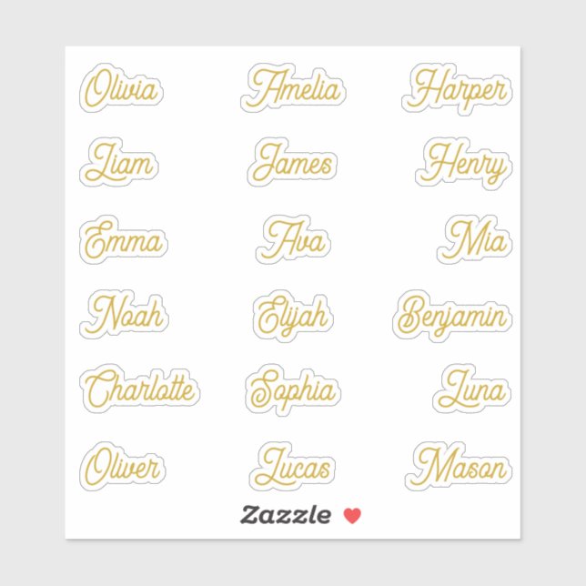 Individual Names Elegant Gold Calligraphy Script  (Sheet)