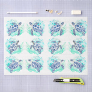 Individual Vintage Inspired Blue & White Decoupage Tissue Paper