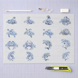 Individual Vintage Inspired Blue White Delft Tissue Paper