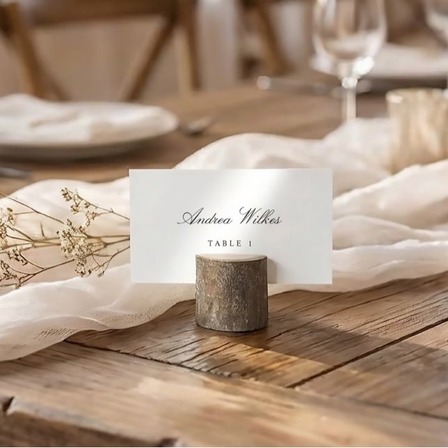 Individually Personalised Wedding Place Cards Flat (Elegant Script individual personalized flat wedding escort cards - classic and simple)
