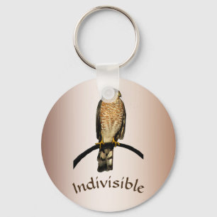 Indivisible Brown Hawk Bird Keychain