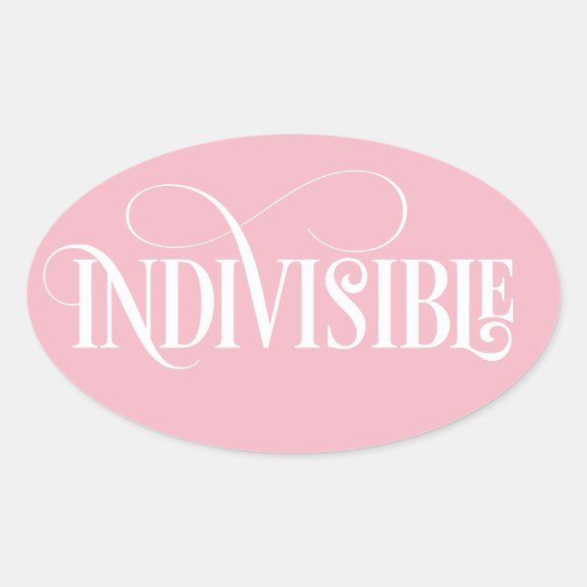 Indivisible Sticker / White Script (Oval) (Front)