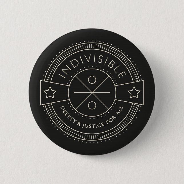 Indivisible, with liberty and justice for all. 6 cm round badge (Front)