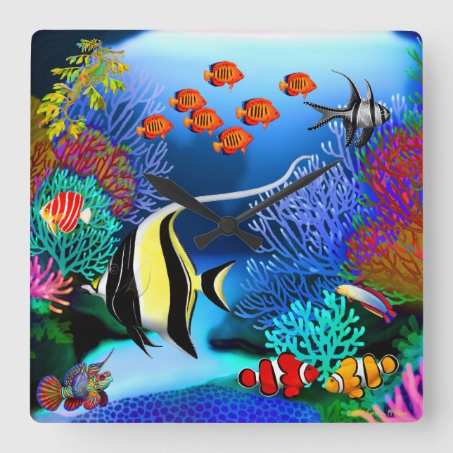 Indo Pacific Coral Reef Fish Wall Clock (Front)