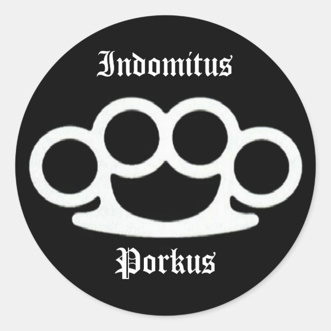 Indomitus Porkus Knuckles Classic Round Sticker (Front)