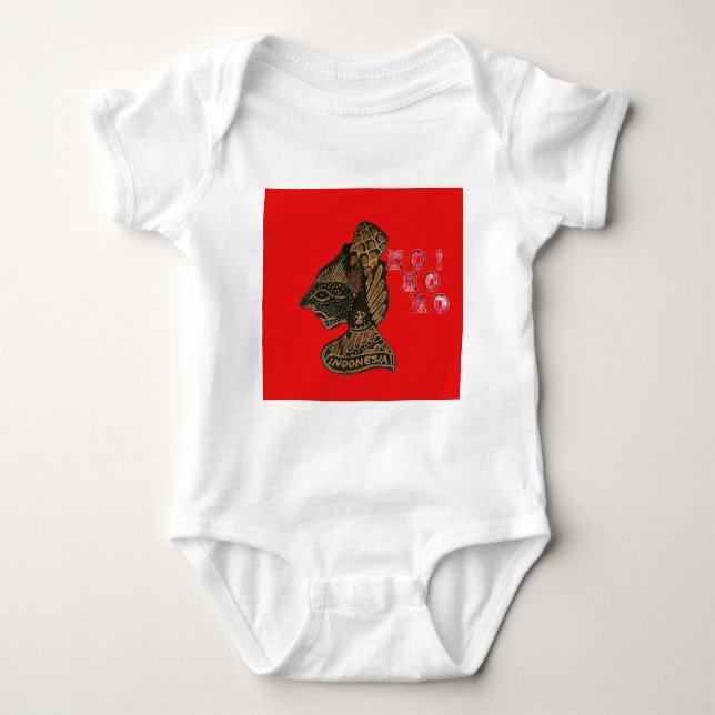 Indonesi Shadow Puppet Hohoho Design on Red canvas Baby Bodysuit (Front)