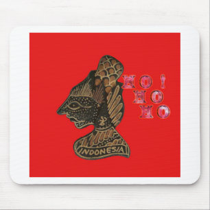 Indonesi Shadow Puppet Hohoho Design on Red canvas Mouse Pad