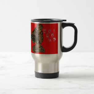 Indonesi Shadow Puppet Hohoho Design on Red canvas Travel Mug