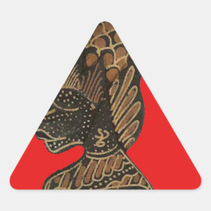 Indonesi Shadow Puppet Hohoho Design on Red canvas Triangle Sticker