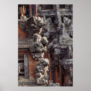 Indonesia, Bali, Ubud, Stone carvings of Hindu Poster