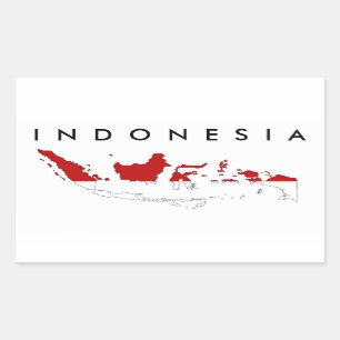 Indonesia country flag map shape silhouette rectangular sticker