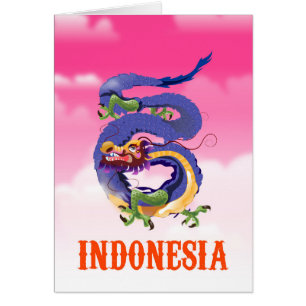 Indonesia Dragon retro travel poster