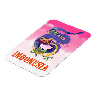 Indonesia Dragon retro travel poster Magnet