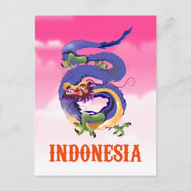 Indonesia Dragon retro travel poster Postcard (Front)