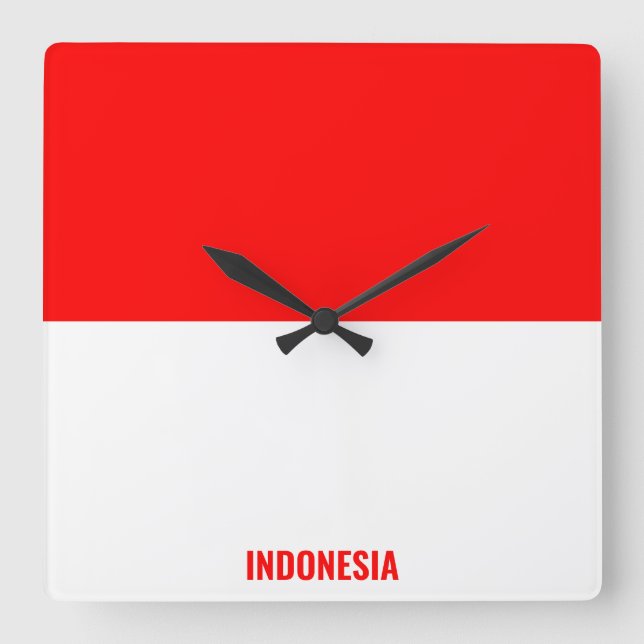 Indonesia Flag Dazzling Patriotic Square Wall Clock (Front)