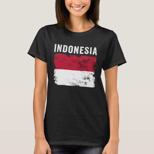 Indonesia Flag Distressed  Men Women Kids  Indones T-Shirt (Front)