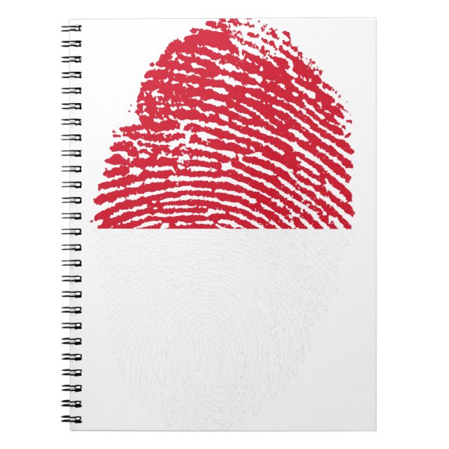 Indonesia Flag Fingerprint Country Pride Notebook (Front)