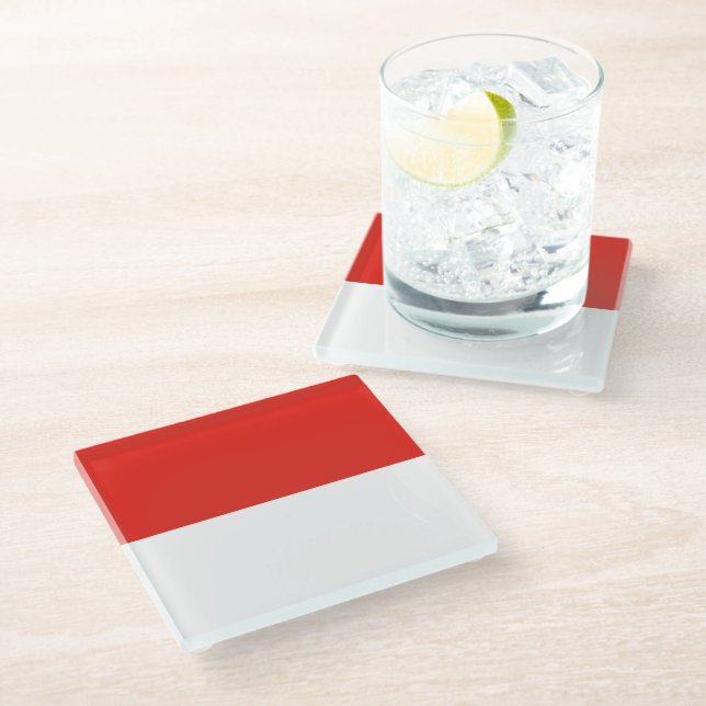 Indonesia flag glass coaster (Angled)