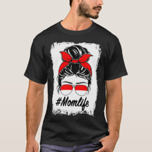 Indonesia Flag Indonesian Mum Messy Bun Mum Life T-Shirt
