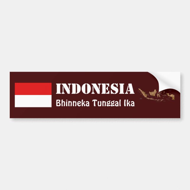 Indonesia Flag + Map Bumper Sticker (Front)