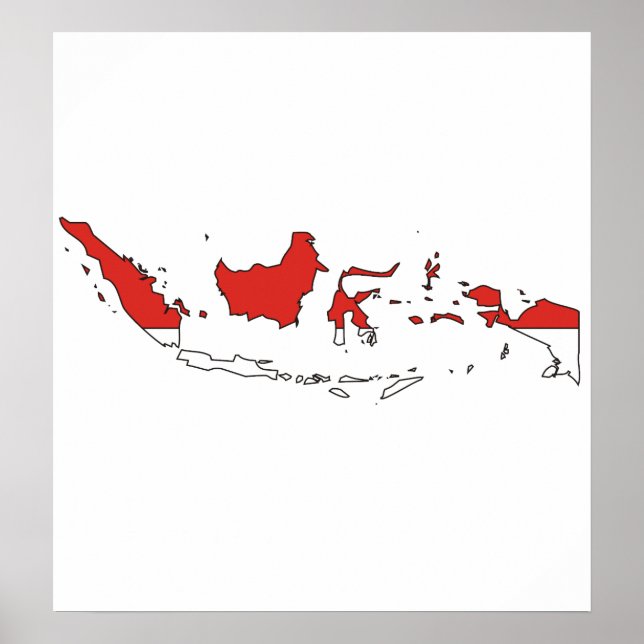 Indonesia Flag Map full size Poster (Front)