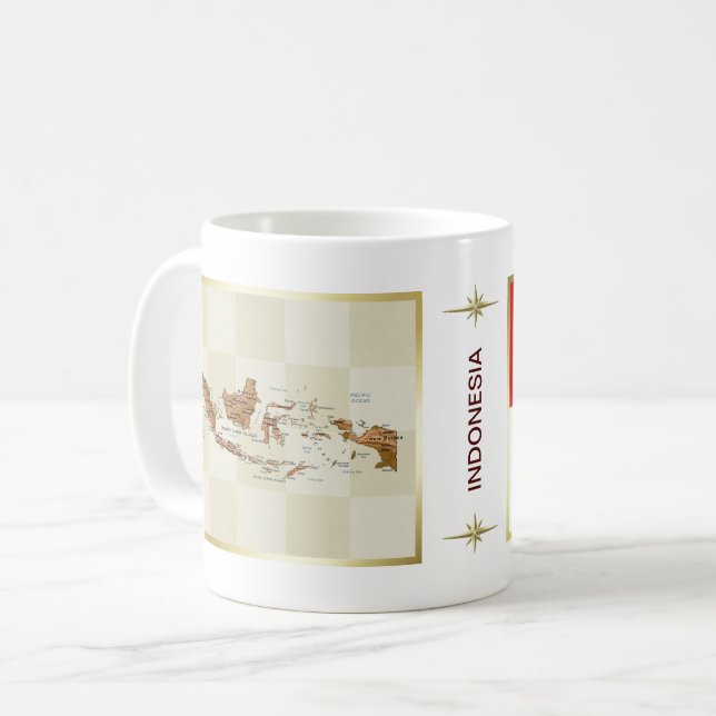 Indonesia Flag + Map Mug (Front Left)