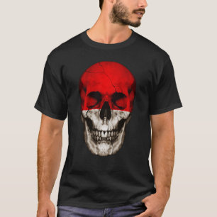 Indonesia Flag Skull Indonesian Roots Proud Patrio T-Shirt