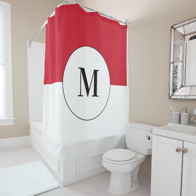Indonesia Flag with Custom Text Shower Curtain (In Situ)