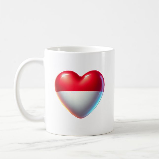 Indonesia Heart Flag Tea Coffee Mug (Left)