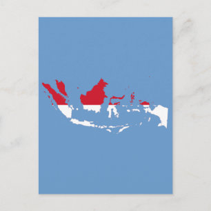 Indonesia ID, Jakarta, Flag Map Postcard