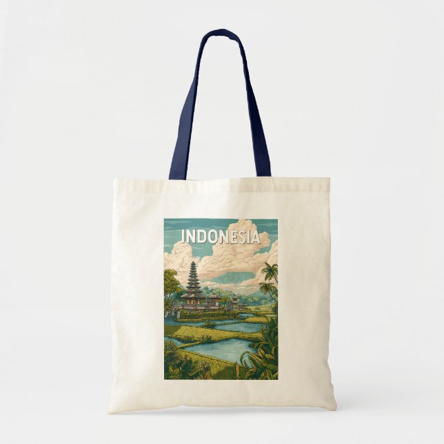 Indonesia Illustration Travel Art Vintage Tote Bag (Front)
