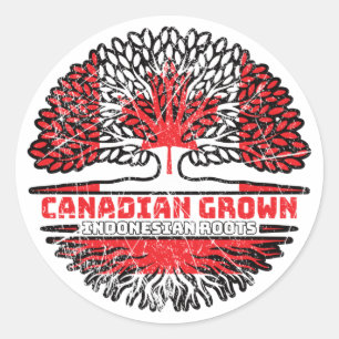 Indonesia Indonesian Canadian Canada Tree Roots Classic Round Sticker