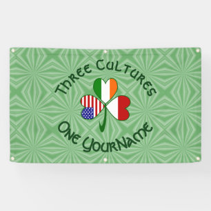 Indonesia Ireland USA Shamrock Flag Personalised Banner