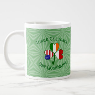 Indonesia Ireland USA Shamrock Flag Personalised  Large Coffee Mug
