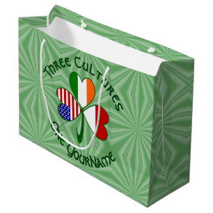 Indonesia Ireland USA Shamrock Flag Personalised Large Gift Bag